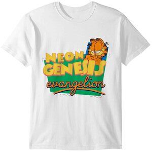 Neon Genesis Evangelion Garfield T-Shirt Anime Cartoon Graphic Fan Gift Shirt 90